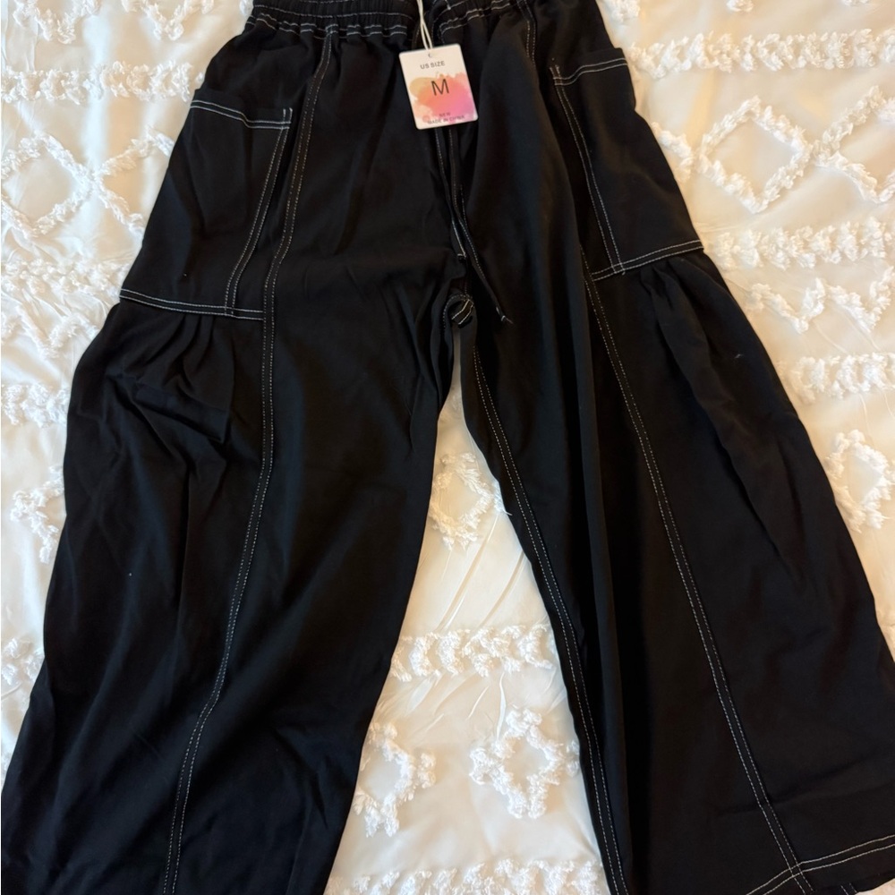 Amazon Black Women's Joggers with White Accents